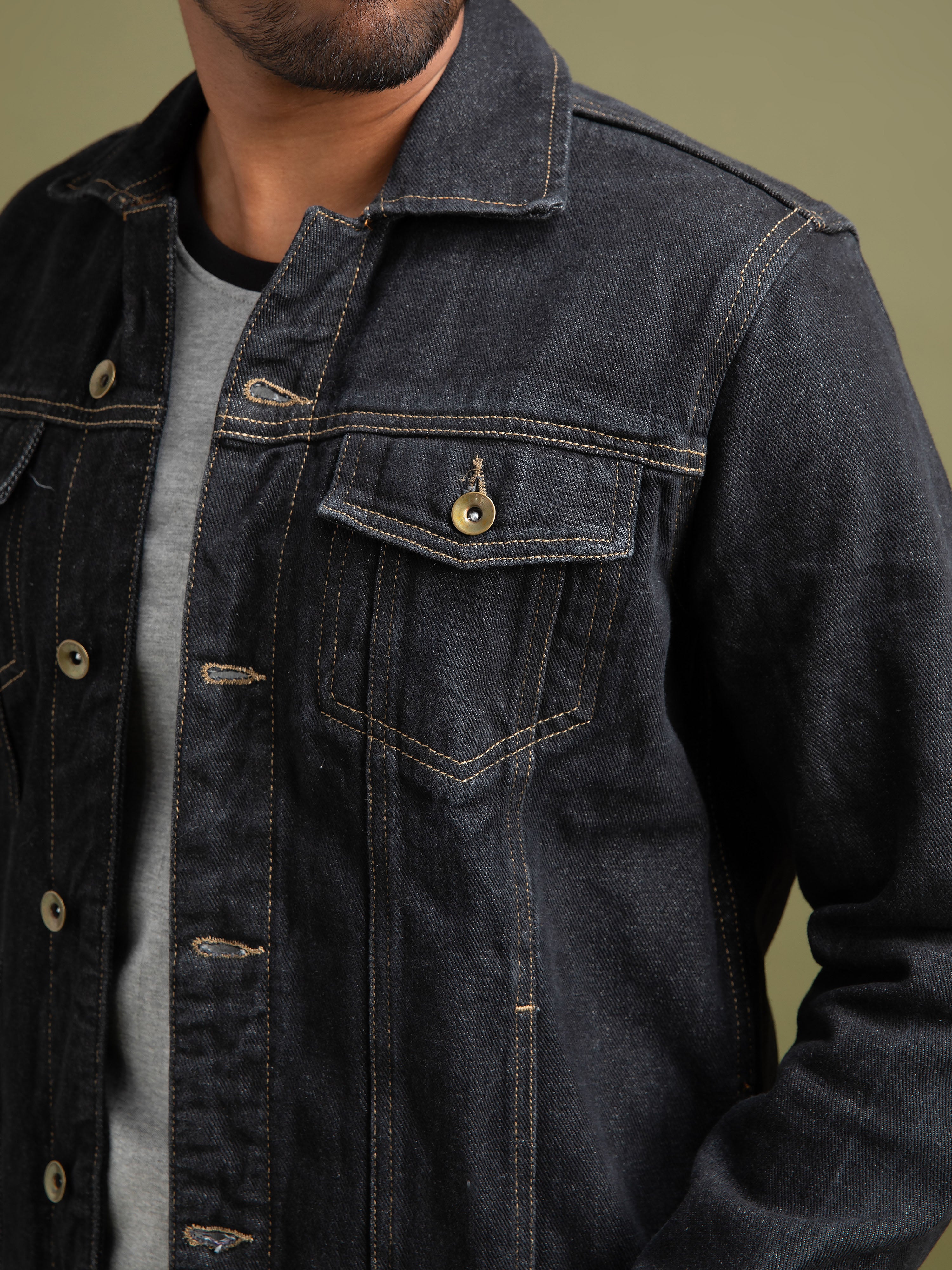Chase Leather Jean Jacket